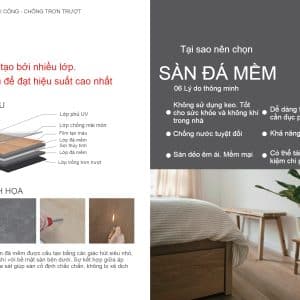 Hình ảnh minh họa kết cấu sàn đá mềm và các lớp cấu tạo sản phẩm