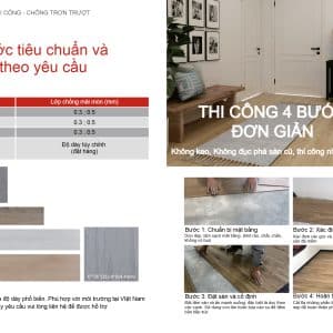 Bảng thông tin kích thước sàn đá mềm và quy cách sản phẩm