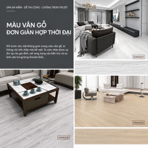 Sàn Đá Mềm Mái Nhà EU vân gỗ hiện đại